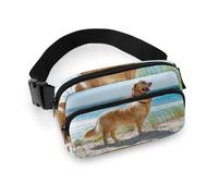 JiuPopular Waist Bag, Golden Retriever Bumbag, Adjustable Fanny Pack for Running Walking Hiking