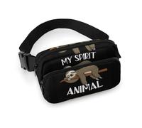 JiuPopular Waist Bag, My Sprirt Animal Sloth Bumbag, Adjustable Fanny Pack for Running Walking Hiking
