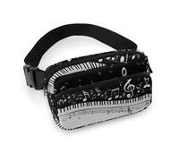 JiuPopular Waist Bag, Piano Key Notes Bumbag, Adjustable Fanny Pack for Running Walking Hiking