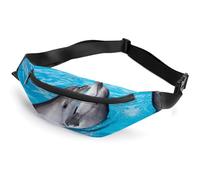JiuPopular Waist Bag, Playful Dolphins Bumbag, Adjustable Fanny Pack for Running Walking Hiking