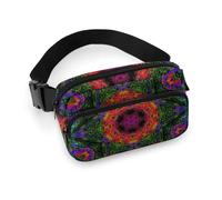 JiuPopular Waist Bag, Psychedelic Kaleidoscope Bumbag, Adjustable Fanny Pack for Running Walking Hiking