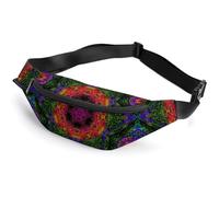 JiuPopular Waist Bag, Psychedelic Kaleidoscope Bumbag, Adjustable Fanny Pack for Running Walking Hiking