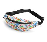 JiuPopular Waist Bag, Rainbow Dinosaur Bumbag, Adjustable Fanny Pack for Running Walking Hiking
