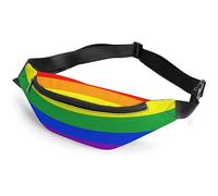 JiuPopular Waist Bag, Rainbow Flag Bumbag, Adjustable Fanny Pack for Running Walking Hiking