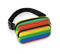 JiuPopular Waist Bag, Rainbow Peace Love Bumbag, Adjustable Fanny Pack for Running Walking Hiking