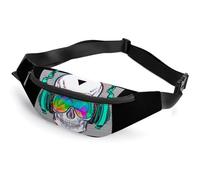 JiuPopular Waist Bag, Rock and Roll Skull Bumbag, Adjustable Fanny Pack for Running Walking Hiking
