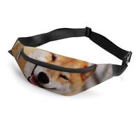JiuPopular Waist Bag, Smile Shiba Inu Bumbag, Adjustable Fanny Pack for Running Walking Hiking