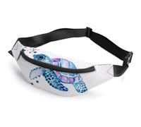 JiuPopular Waist Bag, Watercolor Sea Turtle Bumbag, Adjustable Fanny Pack for Running Walking Hiking