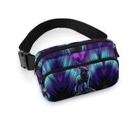 JiuPopular Waist Bag, Wolves Howl in The Northern Lights Bumbag, Adjustable Fanny Pack for Running Walking Hiking