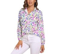 JiuPopular Womens Blouse, Liberty Pattern Long Sleeve Shirt, Button Down Shirt for Work Party