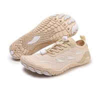 JiuQing Barefoot Shoes Men Women Beach Water Shoes Zero Drop Lightweight for Indoor Cross Training,Beige,8.5 UK
