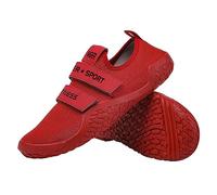 JiuQing Deadlift Shoes Men Women Weightlifting Squat Shoes Barefoot Fitness Cross-Trainer Sneaker for Indoor Gym,Red,8.5 UK