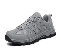 JiuQing Hiking Shoes Men Women Low Rise Platform Casual Outdoor Trail Walking Shoes,Grey,9.5 UK