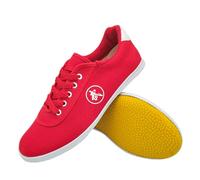 JiuQing Martial Arts Shoes for Men Women Kids Tai Chi Taekwondo Sneakers Canvas Barefoot Walking Shoes,Red,5 UK