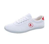 JiuQing Martial Arts Shoes for Men Women Kids Tai Chi Taekwondo Sneakers Canvas Barefoot Walking Shoes,White,1 UK