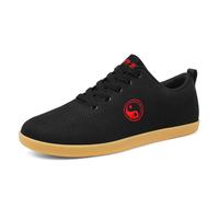 JiuQing Martial Arts Shoes Men Tai Chi Kung Fu Cross Training Shoes Lightweight Soft Bottom Comfortable Fitness Shoes,Black,4 UK