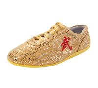 JiuQing Martial Arts Shoes Men Women Kids Barefoot Fitness Tai Chi Competition Shoes Soft Bottom Cross Training,Gold,9.5 UK