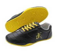 JiuQing Martial Arts Shoes Men Women Kids Tai Chi Kung Fu Taekwondo Training Shoes Barefoot Lightweight,Black,1 UK