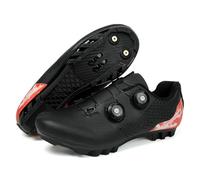 JiuQing Men Women Cycling Shoes Compatible with 2-Bolts SPD Cleats Mountain Bike Shoes for Outdoor Trail,Black,3.5 UK