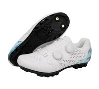 JiuQing Men Women Cycling Shoes Compatible with 2-Bolts SPD Cleats Mountain Bike Shoes for Outdoor Trail,White,9 UK