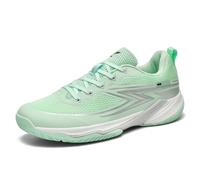 JiuQing Men's Badminton Shoes Lightweight Pickleball Squash Sneakers Breathable No-Slip Comfortable Court Shoes for Women Kids Green