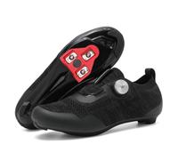 JiuQing Men's Cycling Shoes Mesh Compatible with Peloton SPD Road Bike | Compatible SPD-SL & Look Delta Delta Cleats Installed Breathable Lightweight Rotating Buckle Indoor Spin Cycle Bike Shoe