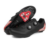 JiuQing Men's Road Cycling Shoes Lightweight Compatible with Peloton Bike Indoor Outdoor Shoes Unisex with Delta Cleats,Black,7 UK