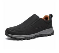JiuQing Men's Slip-On Hiking Shoes Low Rise Trail Running Camping Sneakers Lightweight Outdoor,Black,7 UK