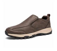 JiuQing Men's Slip-On Hiking Shoes Low Rise Trail Running Camping Sneakers Lightweight Outdoor,Brown,9 UK