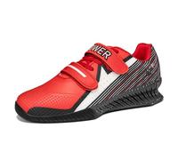 JiuQing Men's Squat Shoes Fitness Deadlift Weightlifting Shoes Flat Soft Cross Training Shoes,Red,6.5 UK