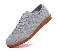 JiuQing Men's Tai Chi Shoes Kung Fu Martial Arts Cross Training Shoes Barefoot Mesh Fitness Walking Shoes,Grey,8.5 UK