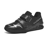 JiuQing Men's Weightlifting Shoes Deadlift Squat Fitness Cross-Training Shoes Comfort Non-Slip,Black,10 UK