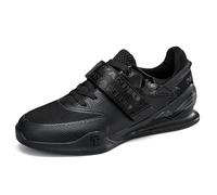 JiuQing Men's Weightlifting Shoes Indoor Fitness Training Shoes Flat Professional Deadlift Squat Sneakers,Black,4 UK