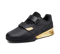 JiuQing Men's Weightlifting Shoes Squat Deadlift Professional Fitness Shoes Non-Slip for Powerlifting Gym,Gold,9.5 UK