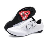 JiuQing Mesh Cycling Shoes Men Women Compatible with Peloton Indoor Outdoor Road Bike Shoes with Delta Cleats,White B,7 UK
