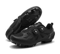 JiuQing Mountain Bike Shoes Men Women with 2-Bolts SPD Cleats Compatible Lightweight MTB Cycling Shoes,Black,8 UK