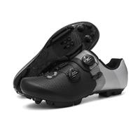 JiuQing Mountain Cycling Shoes for Men Women Compatible with 2-Bolts SPD Cleats Lightweight MTB Bike Shoes for Outdoor,Black,4 UK