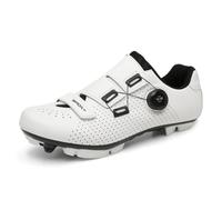 JiuQing Mountain Cycling Shoes Men Women Compatible with 2-Bolts SPD Cleats Included for Indoor Outdoor Bike Shoes,White,5 UK