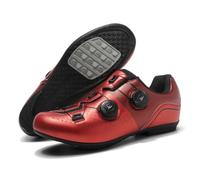 JiuQing Non-Slip Cycling Shoes Men Women No-Lock Casual Walking Work Cycling Shoes for Road Mountain Bike,Red,5 UK