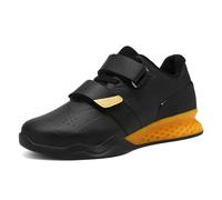 JiuQing Professional Weightlifting Shoes Men Deadlift Indoor Fitness Shoes Lightweight Squat Gym Training,Black,10 UK