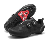 JiuQing Road Cycling Shoes Men Women with Delta Cleats Compatible with Peloton Bike Shoes Breathable Anti-Slip,Black,4 UK