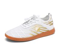 JiuQing Tai Chi Shoes Men Women Barefoot Martial Arts Sneakers Slip-On Mesh Anti-Slip for Fitness Training,Gold,8.5 UK