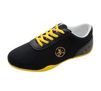JiuQing Tai Chi Shoes Men Women Kids Martial Arts Kung Fu Shoes Barefoot Canvas for Taekwondo Walking,Black,8 UK