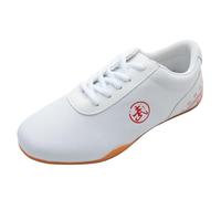 JiuQing Tai Chi Shoes Men Women Kids Martial Arts Kung Fu Shoes Barefoot Canvas for Taekwondo Walking,White,5 UK