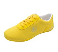 JiuQing Tai Chi Shoes Men Women Kids Martial Arts Kung Fu Shoes Barefoot Canvas for Taekwondo Walking,Yellow,9 UK
