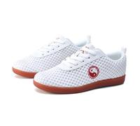 JiuQing Tai Chi Shoes Men Women Mesh Martial Arts Walking Sneakers Lightweight Outdoor Fitness Training Shoes,White,6 UK
