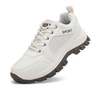 JiuQing Trekking Hiking Shoes Men Women Low Rise Lightweight Walking Sneakers for Outdoor,White,7 UK