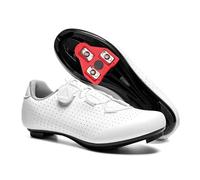 JiuQing Unisex Cycling Shoes Road Bike Shoes Compatible with Peloton Indoor Shoes with Delta Cleats for Men Women,White,8 UK