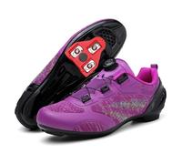 JiuQing Unisex Road Cycling Shoes Compatible with Peloton Indoor Racing Bike Shoes Breathable with Delta Cleats,Purple,5 UK