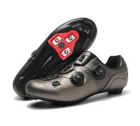 JiuQing Unisex Road Cycling Shoes SPD Compatible with Peloton Bike Riding Shoes with Delta Cleats for Indoor Outdoor,Brown,6.5 UK